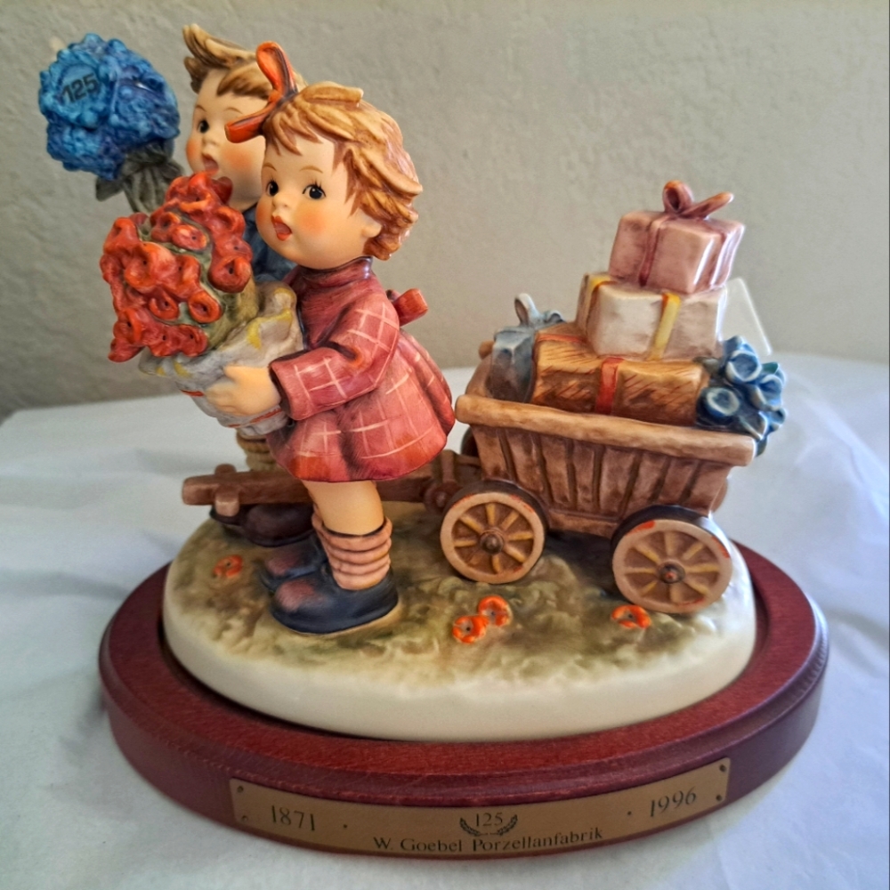 Hummel LARGE  7" H x 6" Love's Bounty Century Collection 1996 With Wooden Base